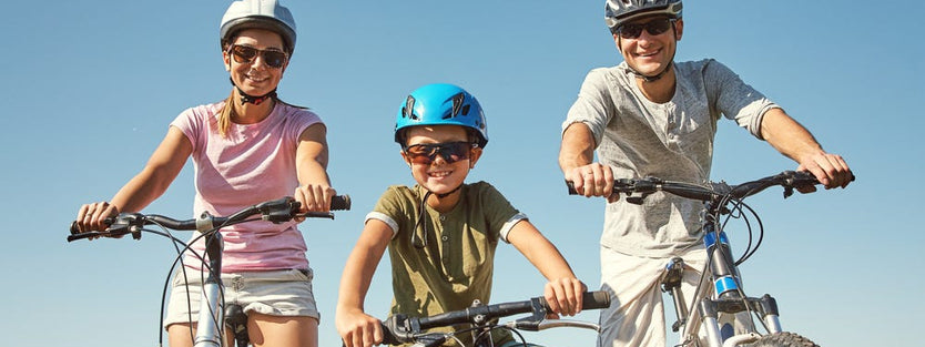 Family on bikes
