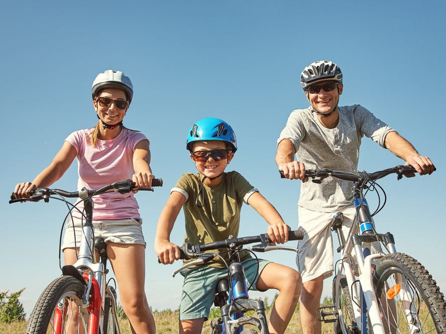 Family on bikes