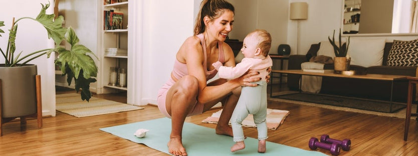 mum and daughter exercising
